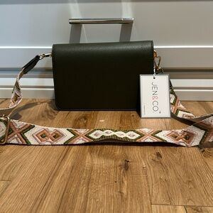 Jen & Co. vegan leather crossbody handbag in dark olive